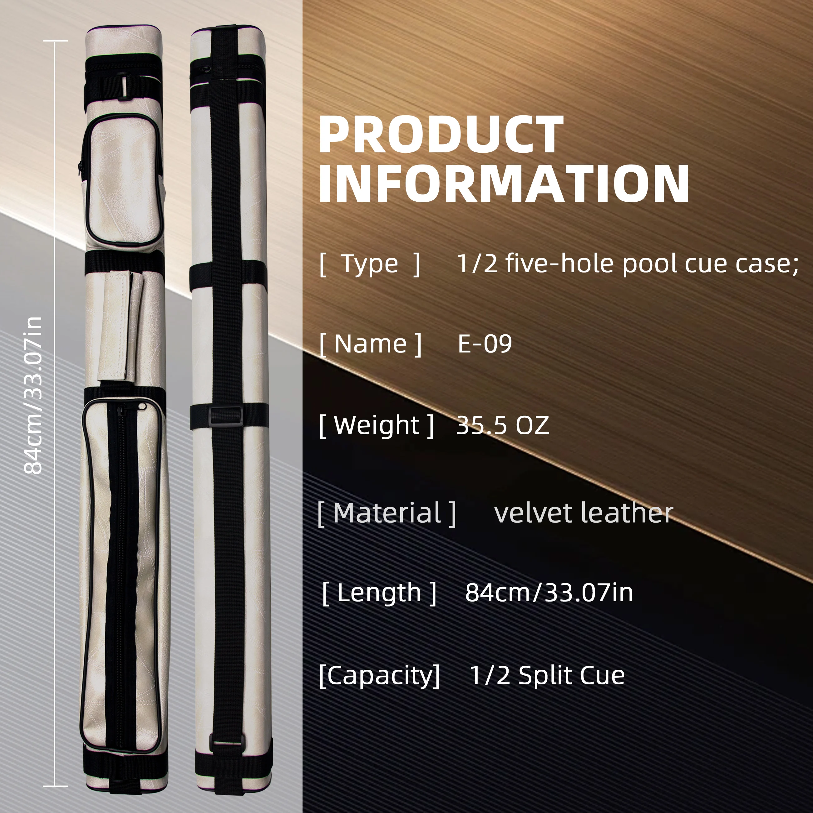 Étui pour queue De billard en cuir velours à 5 trous avec doublure en peluche poche latérale 1/2 taces fendues Snooker 3 coussins Billard Tacos De Billard