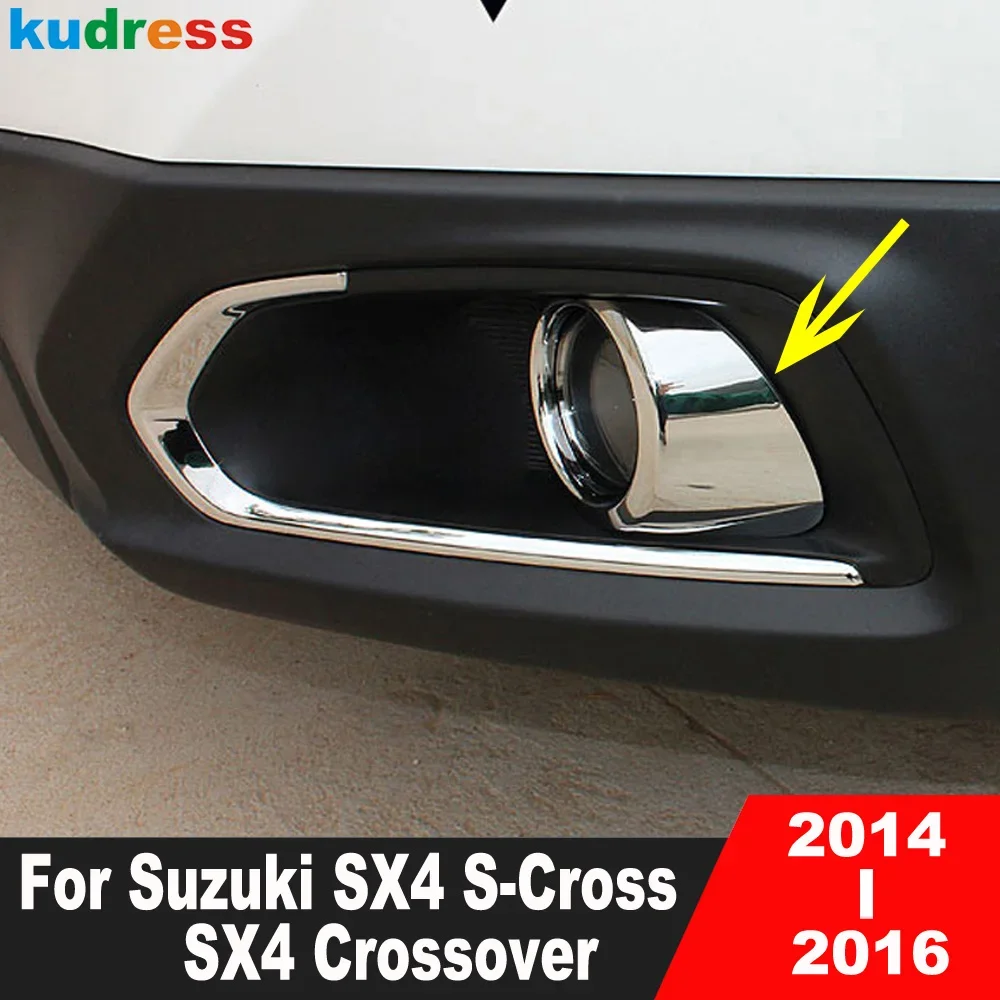 

For Suzuki SX4 S-Cross SX4 Crossover 2014 2015 2016 Chrome Car Front Fog Light Lamp Cover Trim Foglight Bezel Trims Accessories