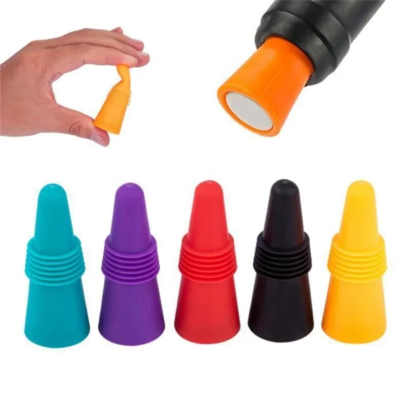 

L56A-15PCS Silicone Wine And Beverage Bottle Cap Set Leak Proof Champagne Bottles Sealer Stoppers Wine Cork Saver Stopper Durabl