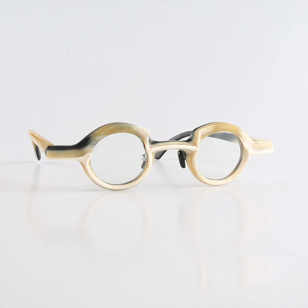 Eyeglass Drames Unique Retro Small Round Handmade Natural Horn Women's Man Glasses Frames Retro Classic Optical Lenses Eyewear