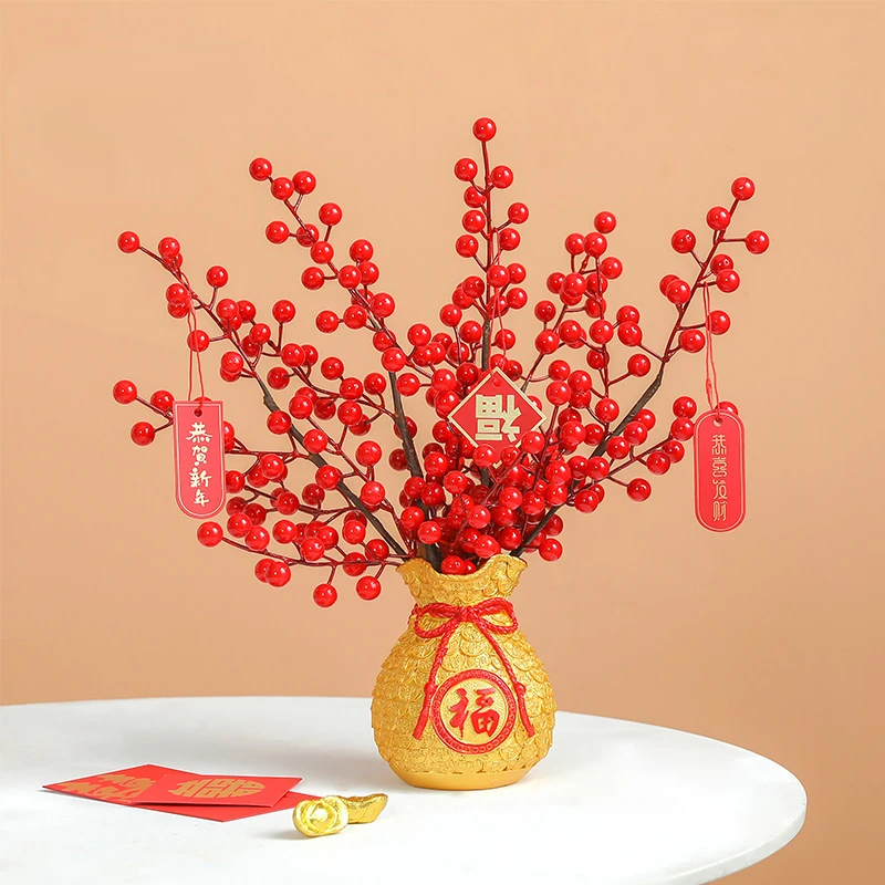 Shop vase red lucky bag ornament vase fortune money bag fortune ornament new year wheat ear shop ornaments desk decoration