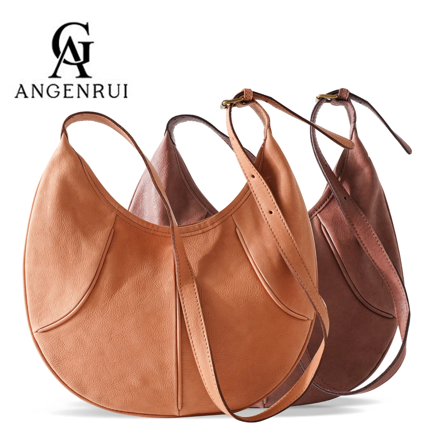 

ANGENGRUI Luxury Women's Genuine Leather Crossbody Bag Large Capacity Fashion Design Casual Japanese Shoulder Bag