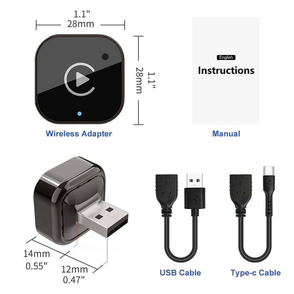 لاسلكي CarPlay أندرويد محول السيارات USB دونغل الذكية صندوق صغير التوصيل والتشغيل العالمي لشركة فولكس فاجن تويوتا نيسان هوندا فورد بنز #4