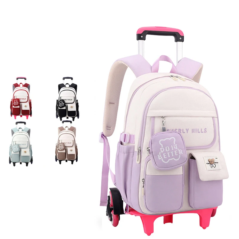 

with Wheels Students School Bags for Children School Backpacks Girls Trolley Bag Cute Schoolbag Rolling Wheeled Backpack mochila