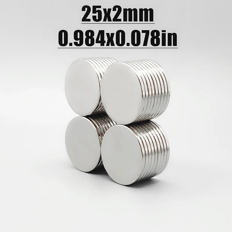 2/5/10/20/50Pcs 25x2 Neodymium Magnet 25 x 2mm N35 NdFeB Round Super Powerful Strong Permanent Magnetic imanes Disc מגנט חזק מים