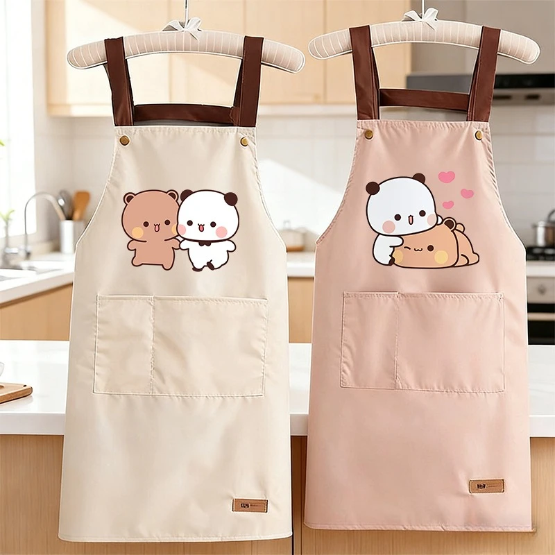 

Bubu Dudu Yier Bear Panda Kitchen Apron Ladies Men Home Aprons Cute Wipeable Oil Resistant Baking BBQ Restaurant Cafe Aprons