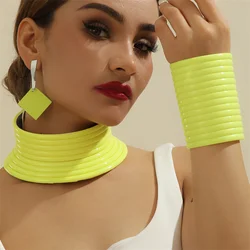 4pcs/set Vintage Leather African Jewelry Set Choker Necklace Bracelet Earrings Set For Women Collar Necklace Set Jewelry Gifts