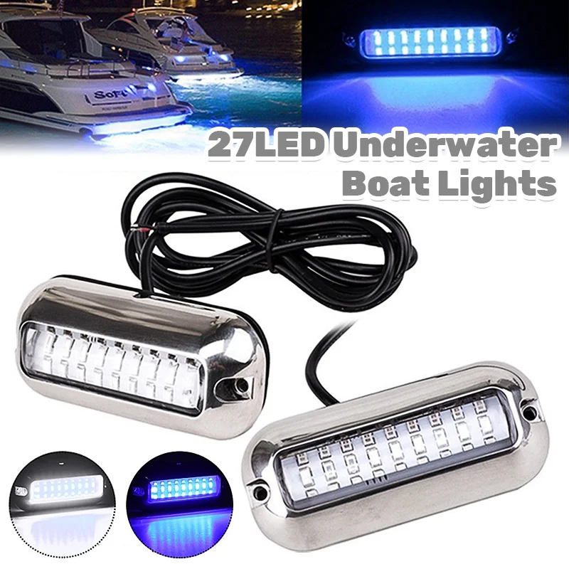 27LED Boat Transom Lamp Stainless Steel Marine Good-quaility Underwater Light High Brightness IP68 Waterproof Yacht Accessories