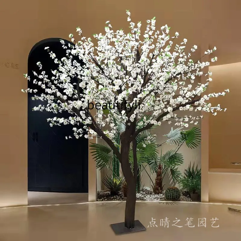 Artificial Pear Flower Tree Fake Peach Blossom Winter Jasmine Wishing Tree White Large Indoor Plant Floriculture Set