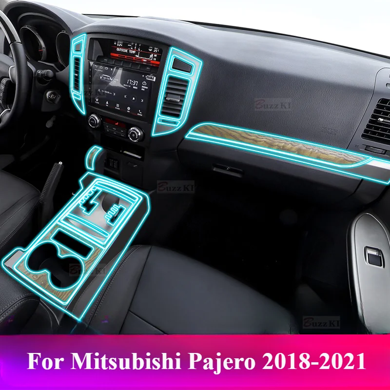 For Mitsubishi Pajero 2018-2021 TPU Transparent Protective Film Interior Sticker Center Console Gearbox Door Window Car Film