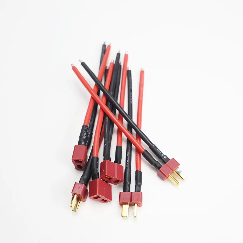 5 uds conector de clavija en T macho/hembra 10cm 14AWG Deans Cable Ultra Pigtail Cable de silicona suave para RC Hobby Quadcopter batería Lipo