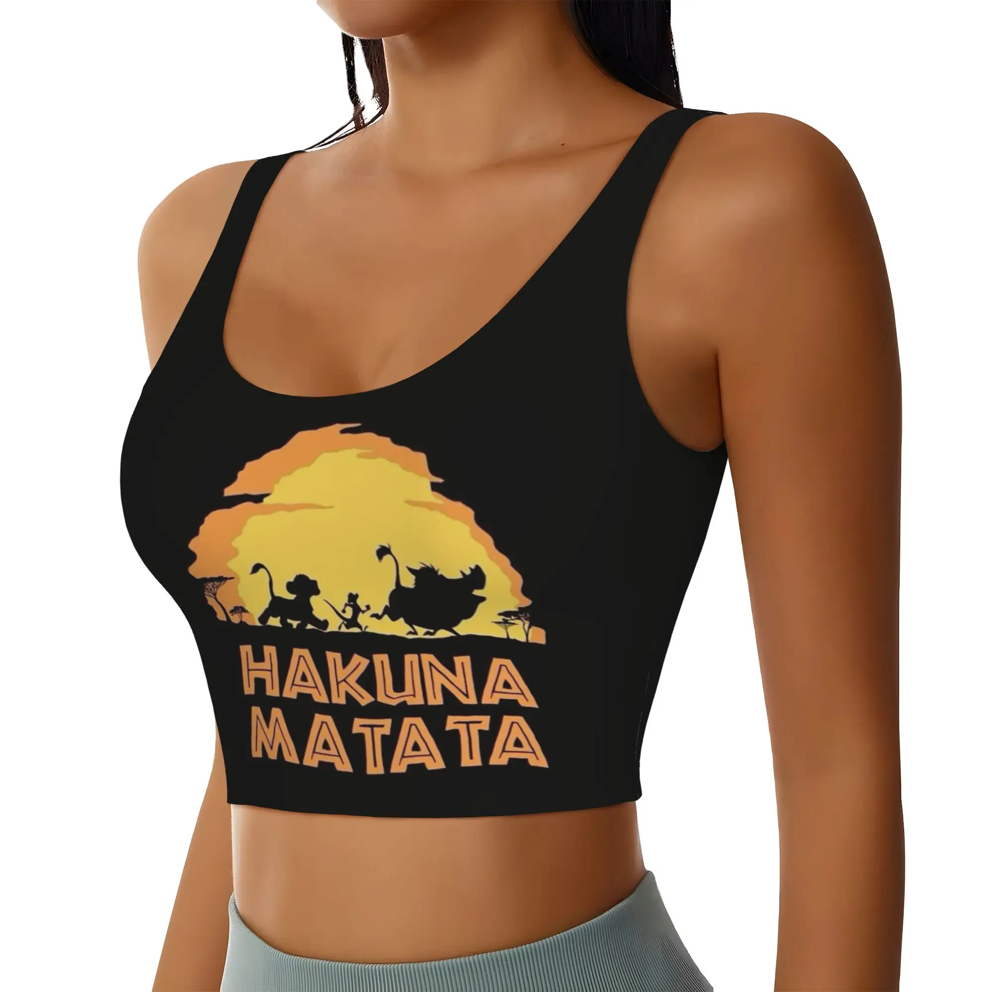 Custom Liones Anime Kinges Workout Crop Tank Tops Women Seamless Hakuna Matata Simba Yoga Running Sports Bras