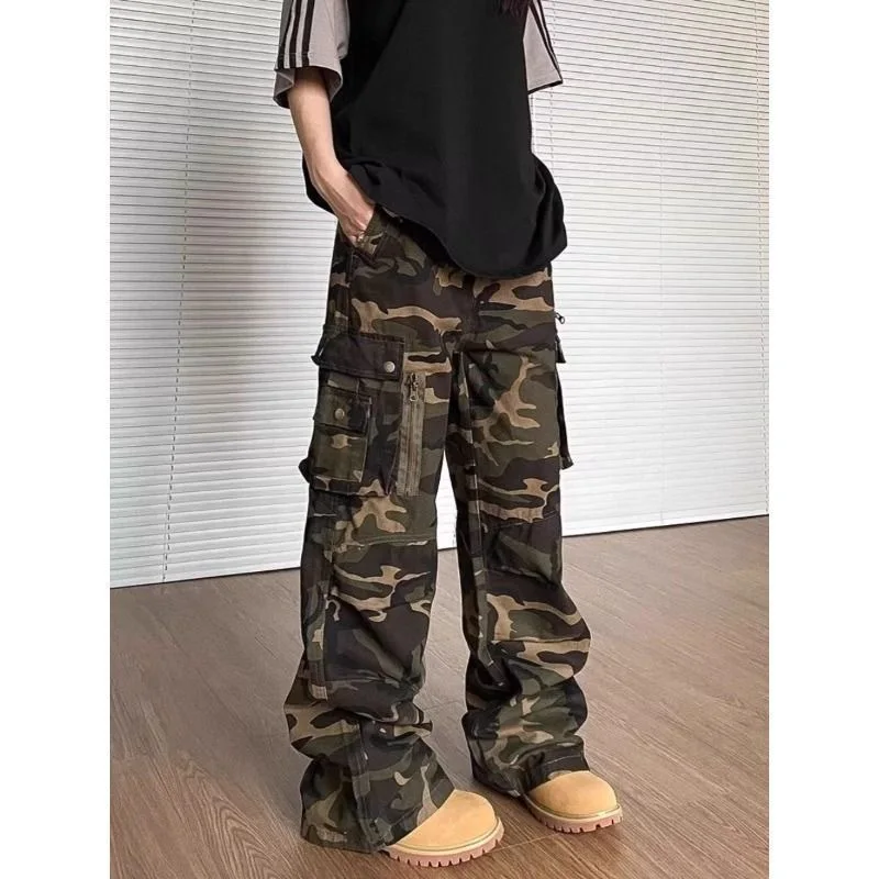 

2026 Summer Ins Retro Multi-pocket Camouflage Tooling Jeans Men's and Women's Loose Pants