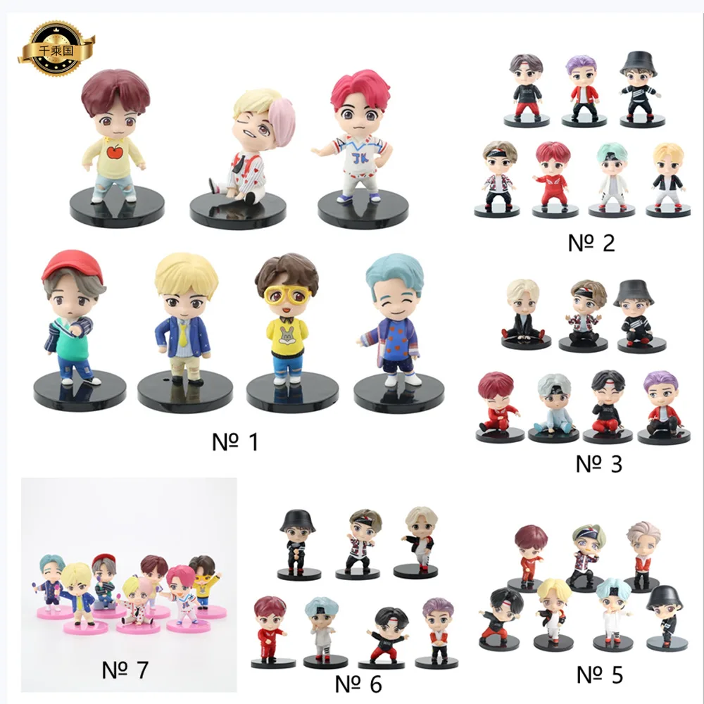 7pcs/set Bangtan Boys Groups Rm Jin Suga Jhope Jimin V Jungkook Doll Model Toy Action Figure Star Idol Army Gift