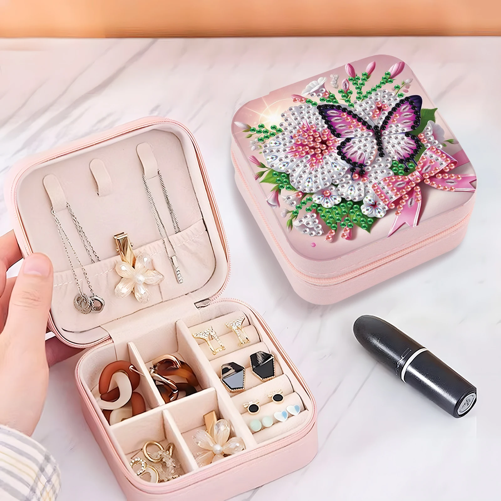 Diamond Painting Jewelry Organizer Box kit,flora and fauna DIY Jewelry Box for Adults,Portable Jewelry Case Jewelry storage Gift - view 5
