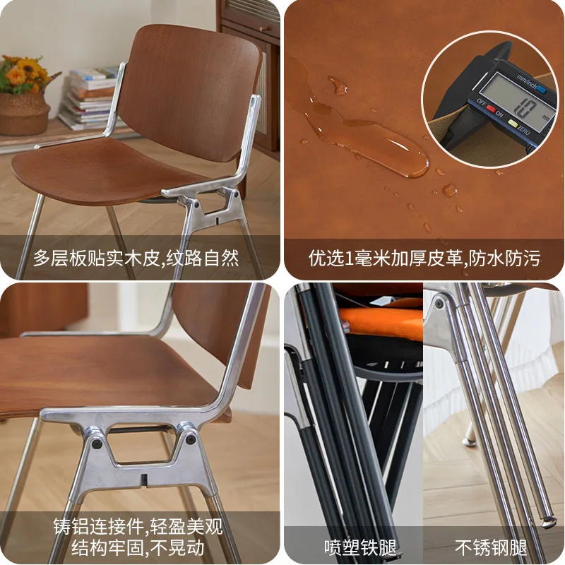 Medieval dining chair wrought iron modern simple leisure home dining table  backrest soft bag solid