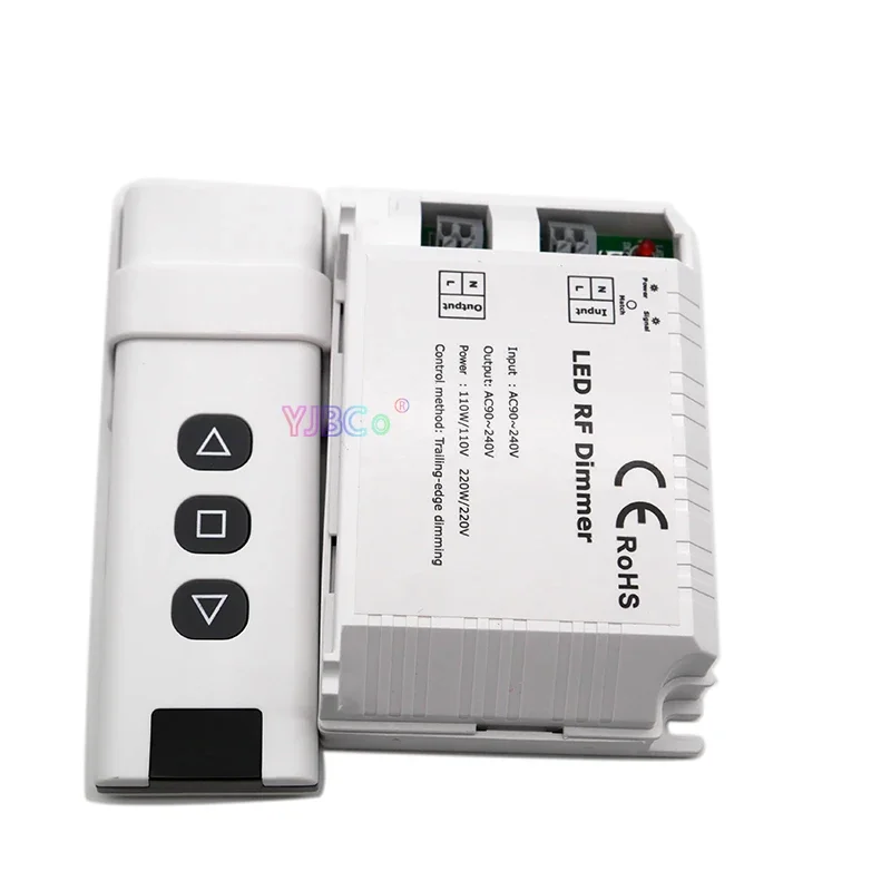 High Voltage LED RF Dimmer DM015 AC 110V 220V 1 Channel 0-10V 1CH Trailing Edge Dimming 3 Key with Remote LED Strip Controller