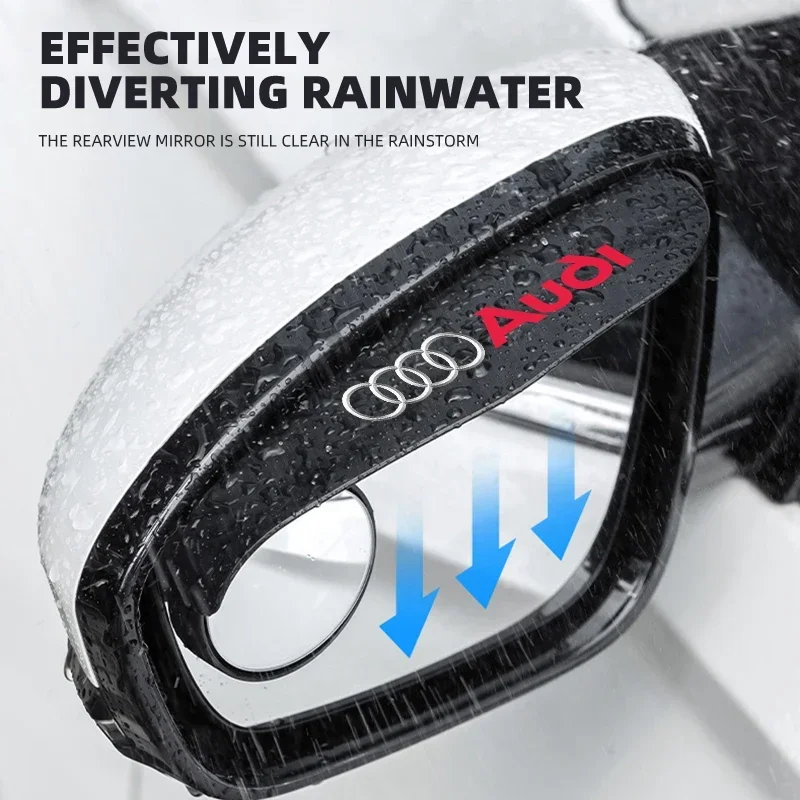 2in1 Car Rearview Mirror Rain Eyebrow Reversing Small Round Mirror For Audi A5 A6 C6 C5 A1 A7 A8 Q2 Q3 S3 A4 B5 B6 A3 8P 8V 8L view 3