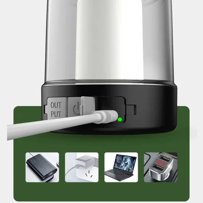 Portable Camping Lantern 3 Ligting Source Tent Ambient Light Rechargeable Flame Night Light Outdoor Waterproof Emergency Lamp