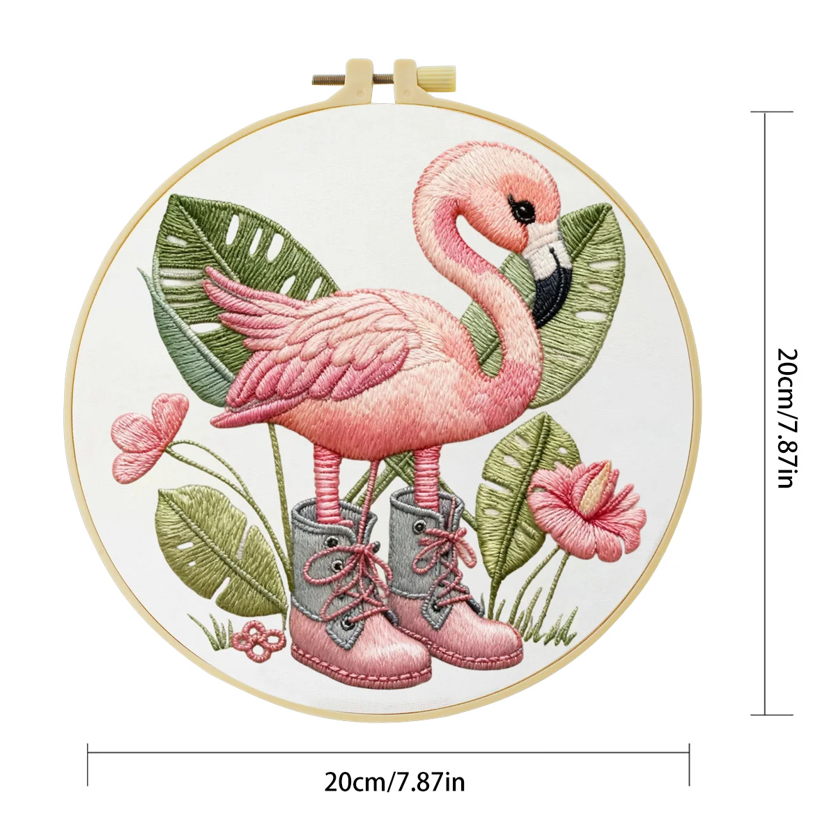 1 Stück 20X20CM/15X15CM 7,87/6,3 Zoll Flamingo-Stickerei-Starter-Kit DIY-Kit DIY-Stickerei-Set Handarbeiten Nähkunst – Detail 4