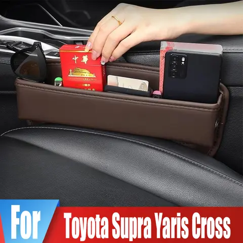 For Toyota Supra GR A90 A91 MK5 GT86 GR86 Yaris Cross Car Seat Crevice Storage Box Portable Pocket Organizer Styling Accessories
