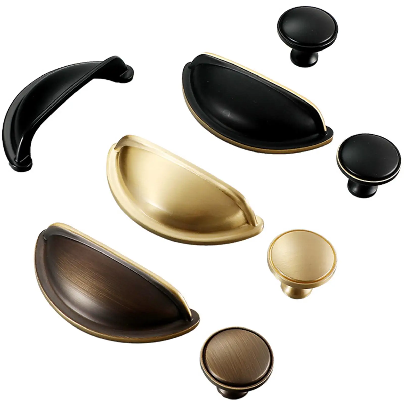 Retro Metal Kitchen Drawer Cabinet handle for door Furniture Knobs Cupboard Brass Shell Pull Handles