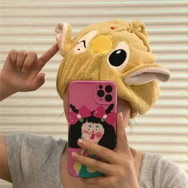 Disney Stitch Topi Rambut Kering Lucu Wanita Ins Lembut Kepribadian Kreatif Fashion Tas Pelajar Bandana Hadiah Liburan Rumah Kawaii