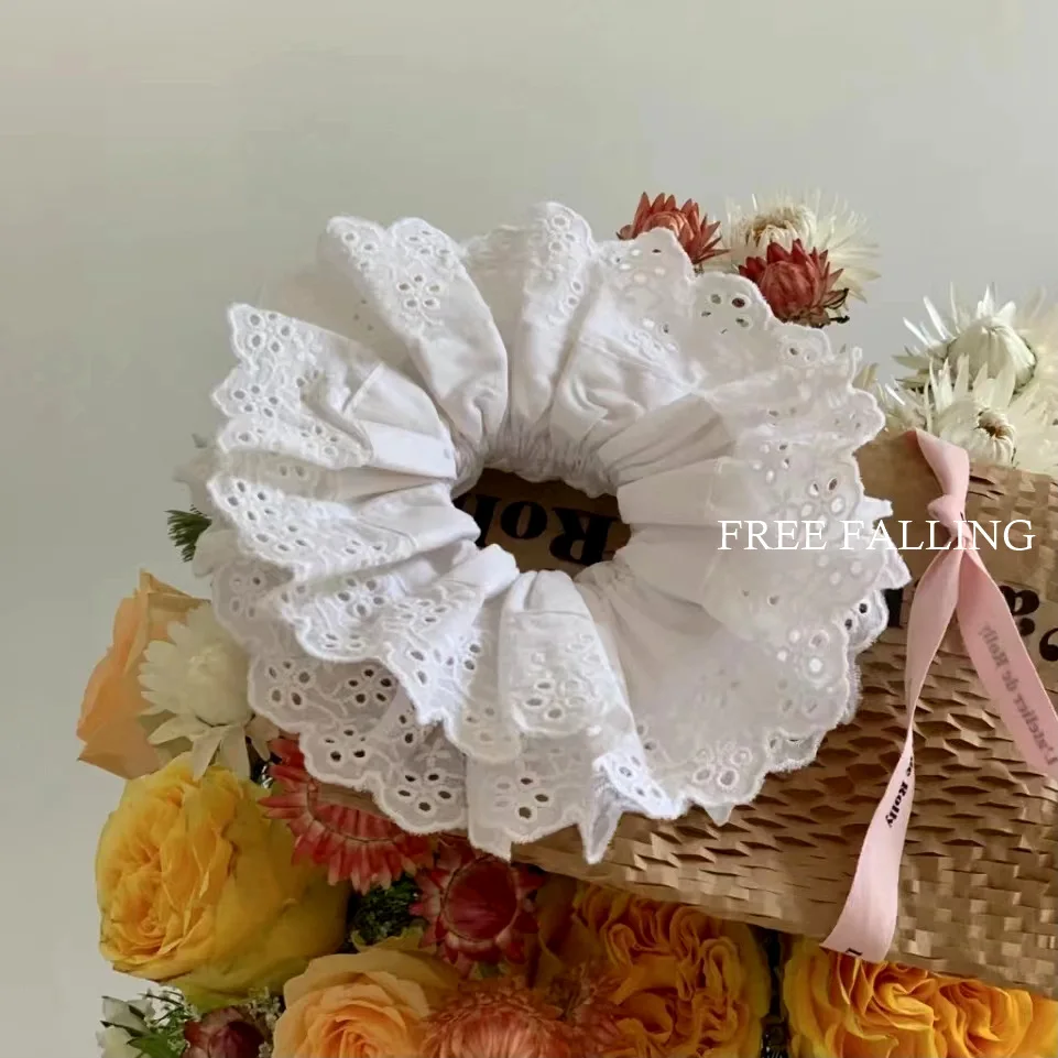 18CM Ren Hoa Lớn Scrunchies Cho Tóc Cotton Dây Cao Su Cho Pony Đuôi Lưng Dễ Thương Mùa Hè Mũ Nữ phụ Kiện Tóc