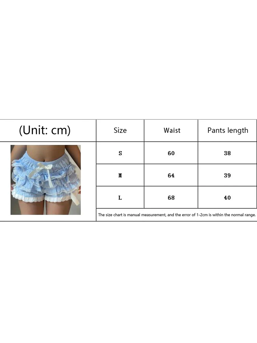 Calções de Malha com Cintura Elástica Feminina, Ruffle, Bodycon em Camadas, Frilly, Lolita, Kawaii, Bloomers, Calções de Praia, Y2k