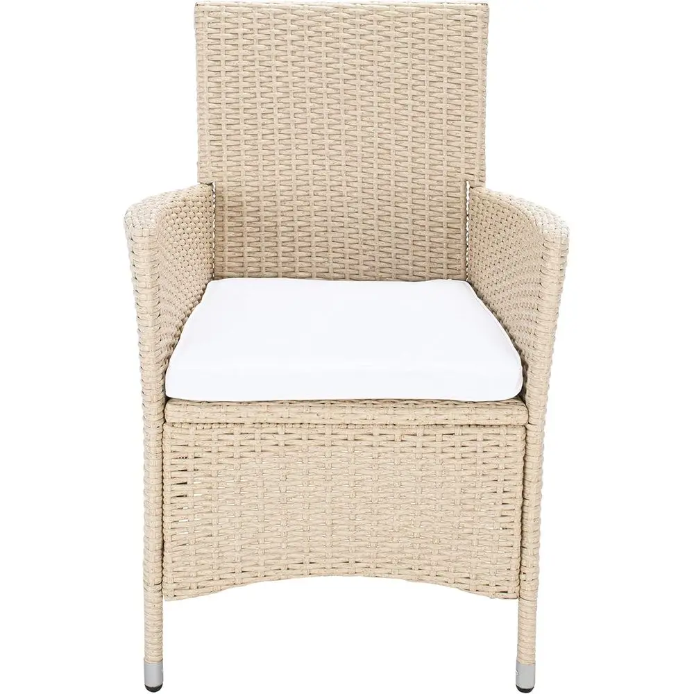 

9-Piece Beige & White Wicker Steel Dining Set with Glass Table for Patio, Deck, Porch, Backyard
