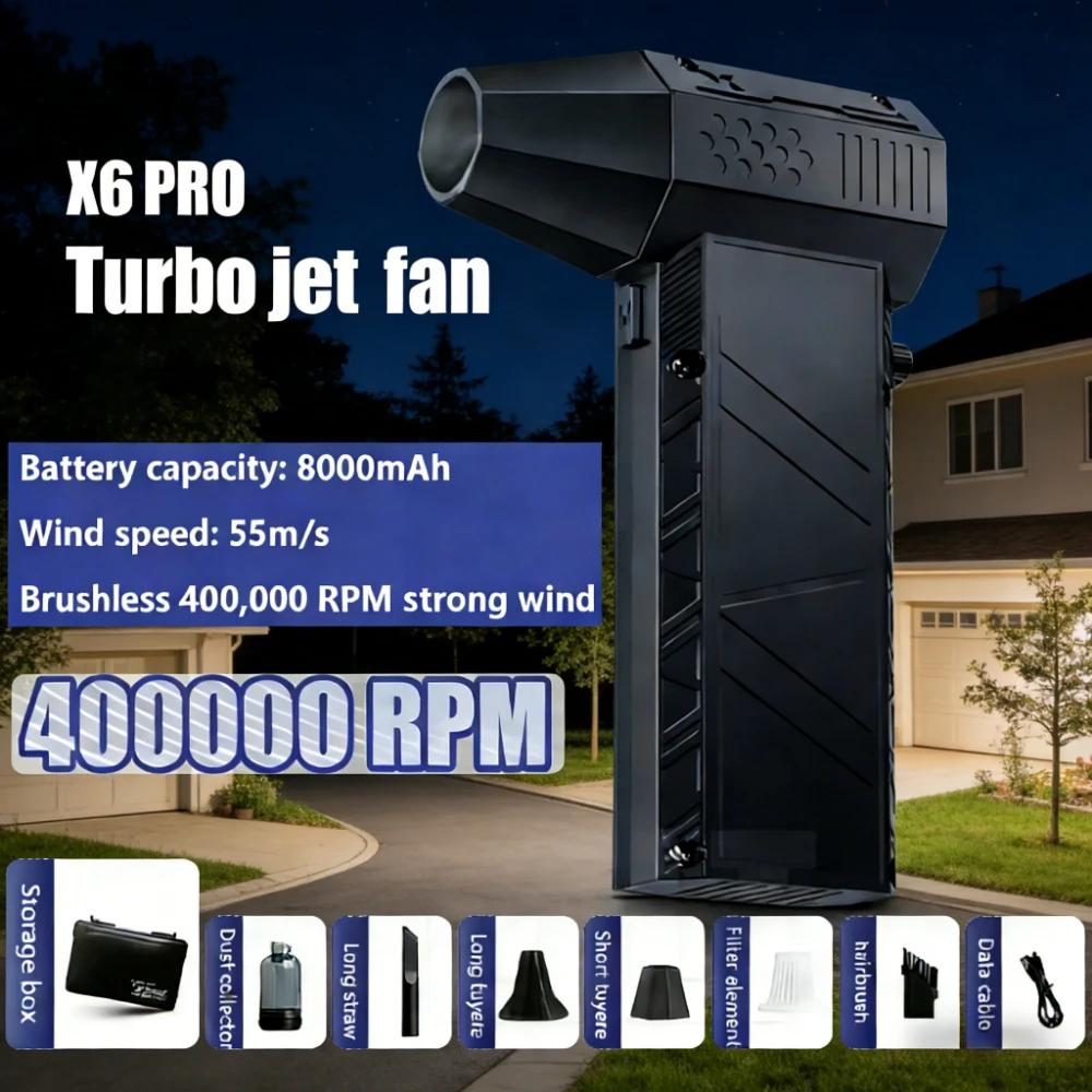 

Многофункциональный портативный высокоскоростной бесщеточный турбовентилятор X6 Pro с высоким давлением для мощной очистки, пыленепроницаемый
