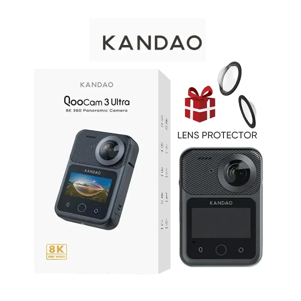 Экшн-камера KanDao QooCam 3 Ultra 360, водонепроницаемая спортивная камера 8K с двумя датчиками 1/1,7 дюйма, фотография 96 МП, HDDR, быстрая диафрагма F1.6,