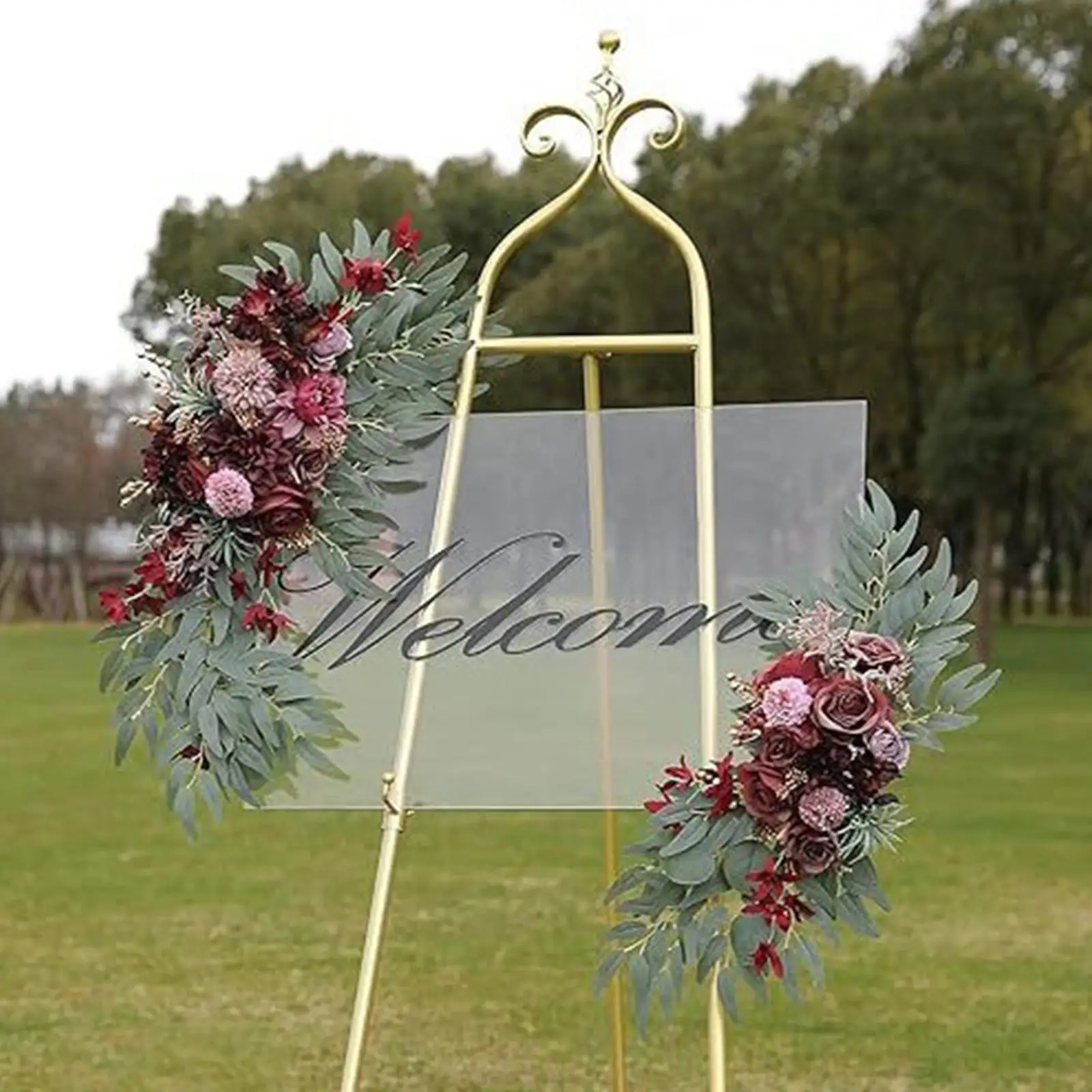 

2x Wedding Arch Wreath Hanging Silk Flowers for Reception Ceremony Farmhouse