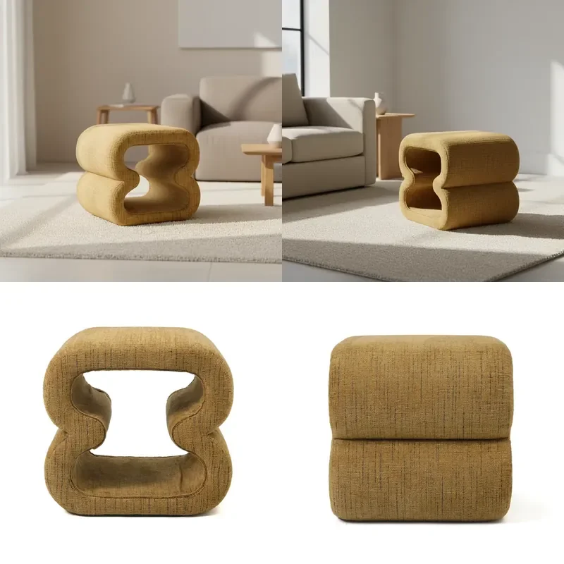 Modern Laynsino Handmade Fabric Ottoman Eco-Friendly Tufted Home Stool for Living Room Bedroom Hotels Apartments