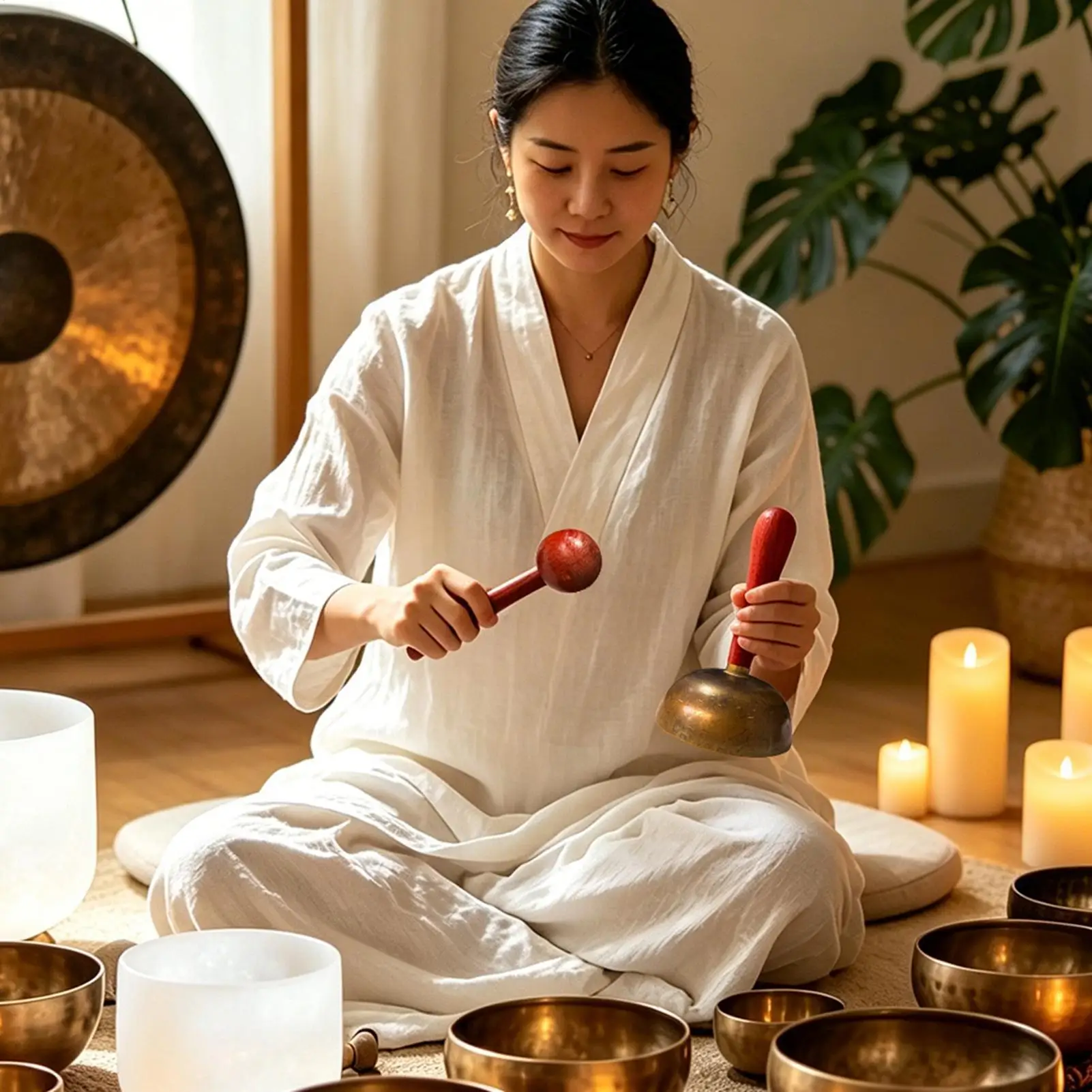 Bol chantant tibétain, dispositif sonore spirituel avec marteau, bols chantants tibétains pour le yoga, la relaxation, la prière, la pleine conscience pour les débutants