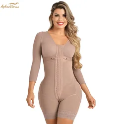 Fajas Colombianas Frauen Abnehmen Langen Ärmeln Kompression Butt Heber Körper Former Taille Trainer Post Fettabsaugung Shapewear