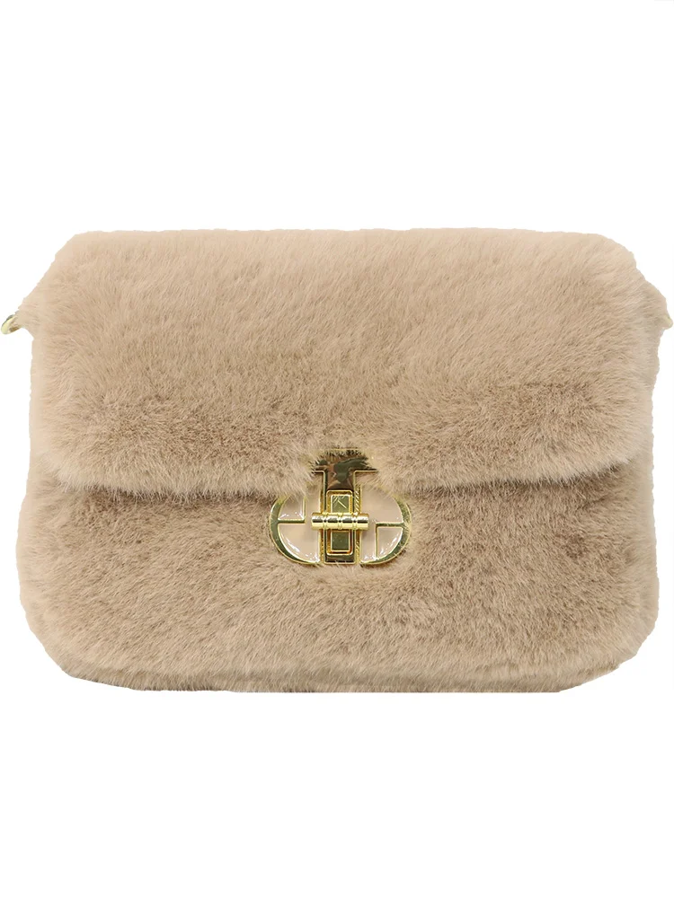 

2025 New Women's Autumn/Winter Small Square Bag: Trendy, High-End, Niche Designer Plush Crossbody Bag, Handbag, Shoulder Bag
