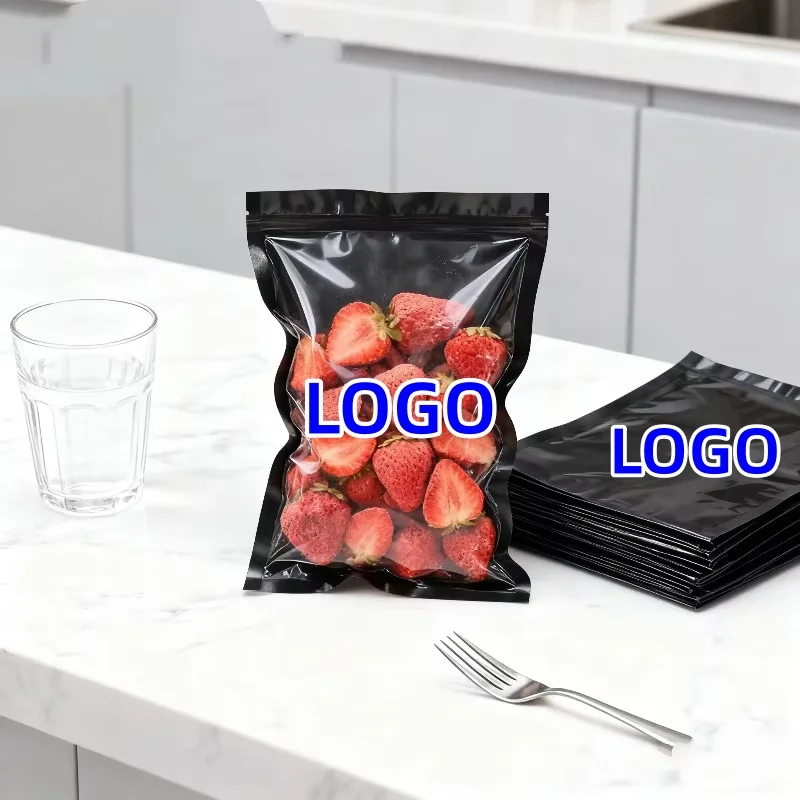 

100PCS Open Top Black Nylon Vacuum Bag Clear Front Cooked Sea Food Tea Meat Chicken Frozen Heat Sealing Packaging Pouches