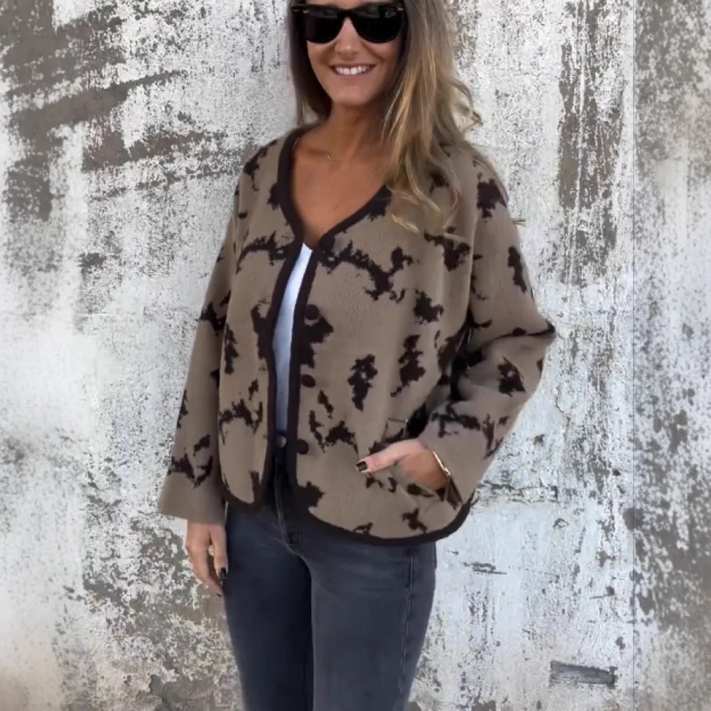 

European And American Style Independent Station Casual Jacket Animal Spot Pattern Women's Sweater