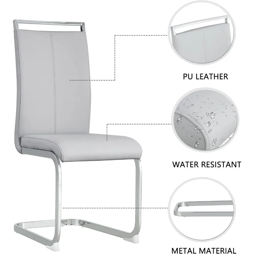 Juego de sillas de comedor modernas, asientos laterales de piel sintética con respaldo alto, para habitación y cocina, 4 unidades