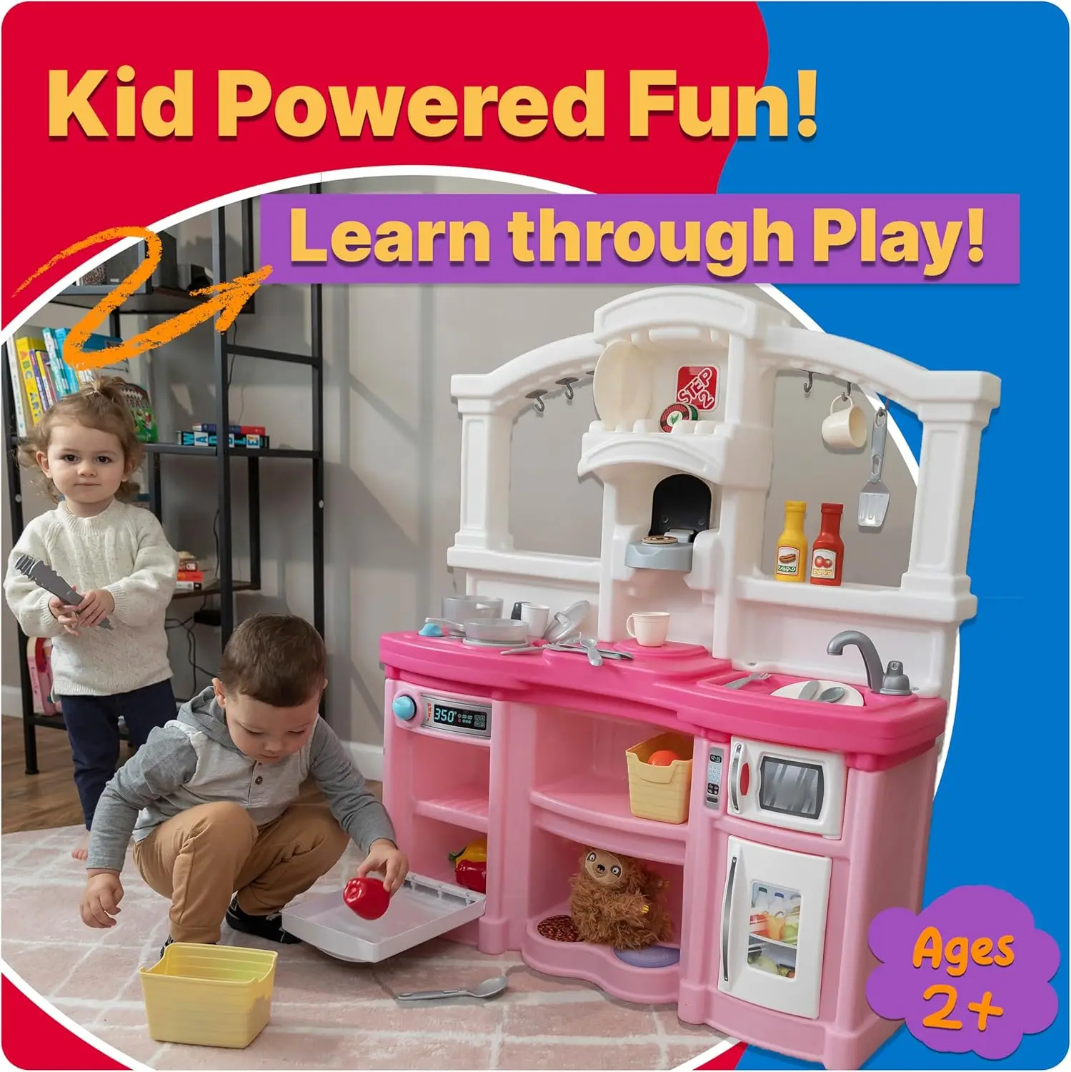 Step2 Fun With Friends Kids Kitchen Playset, Indoor/Outdoor Kitchenette, Interactive Play With Lights And Sounds, Durable