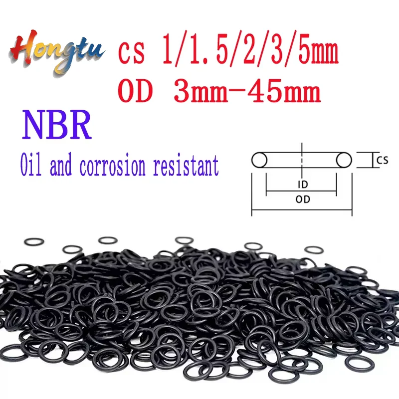 

Black NBR Oil-Resistant O-Rings - 1/1.5/2/3/5mm CS, 3mm~45mm OD Nitrile Butadiene Rubber Waterproof Gaskets