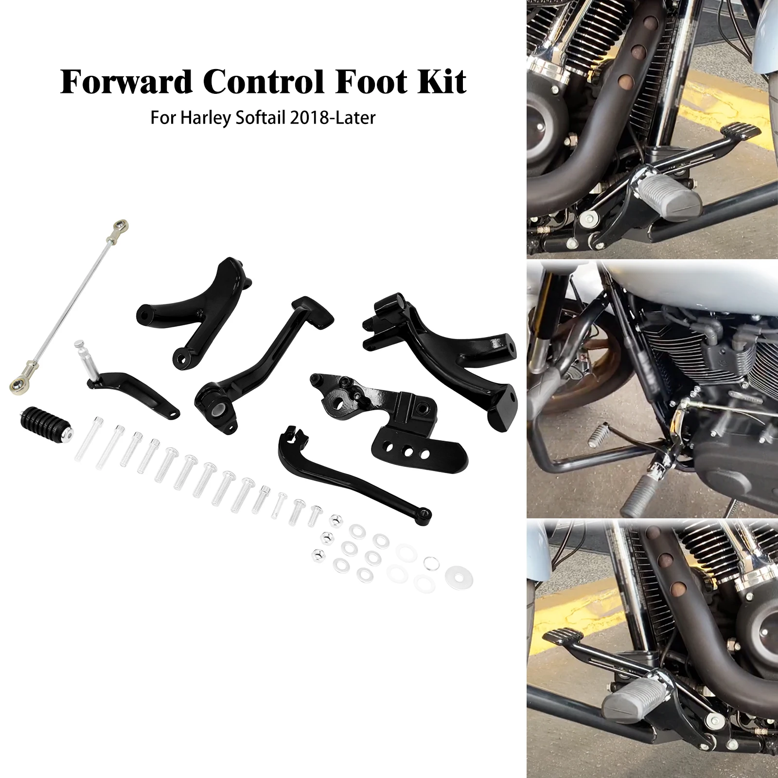 Motorcycle Billet Aluminum Forward Control Foot Pegs Kits Foot Pegs Rest For Harley Softail Low Rider Street Bob FXLR 2018-2024