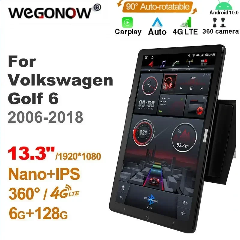 

1920*1080 Nano Ownice Android10.0 для Volkswagen Golf 6 2006-2018 Автомобильный радиоприемник Видео Аудио 13,3 дюйма Вращающийся 360 6G 128G Tesla Style