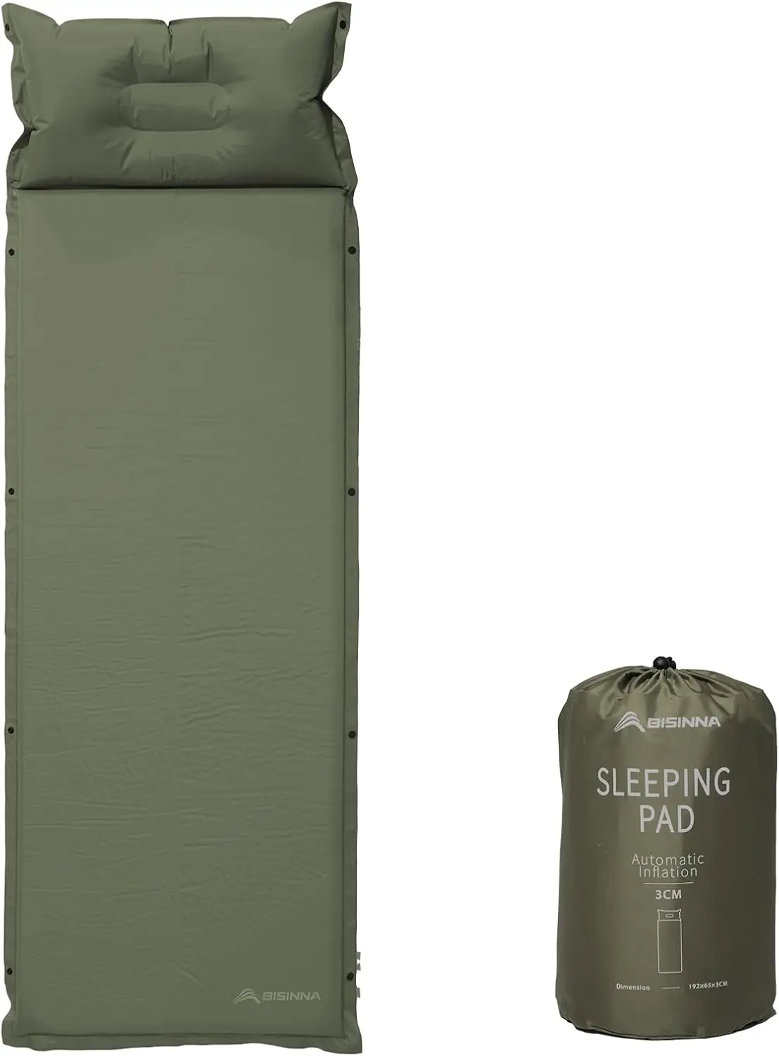 

Self-Inflating Sleeping Pad with Pillow, Lightweight Insulated Mattress for Camping, Travel & Car Tent