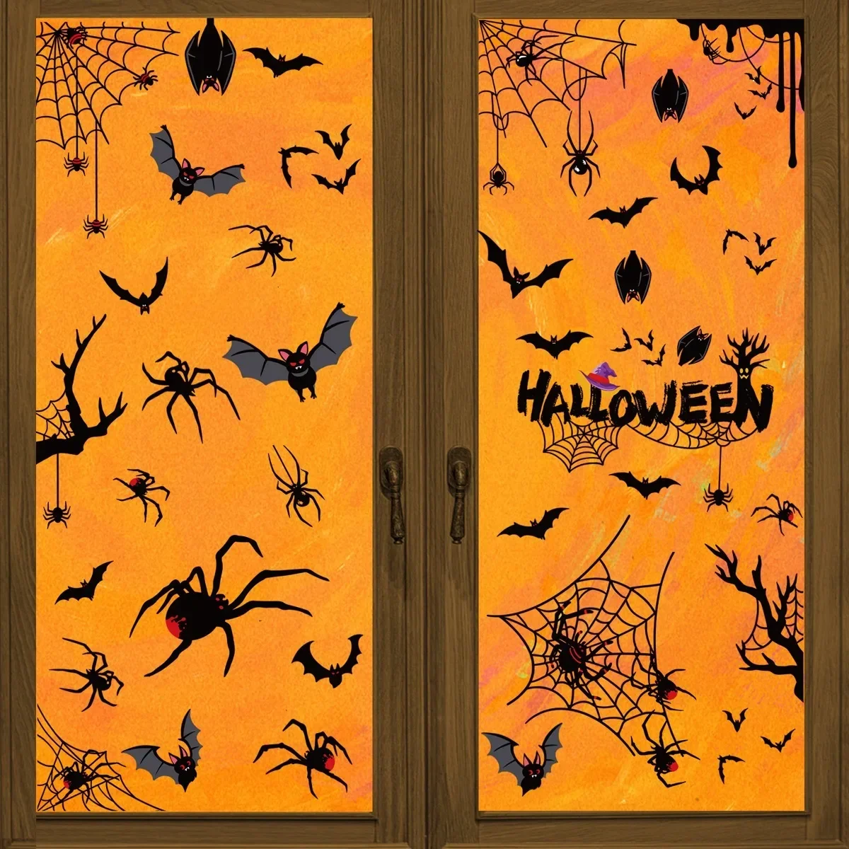 Halloween Decors Window Stickers Spider Web Glass Wall Stickers Trick or Treat Ghost Festival Happy Halloween Party Supplies