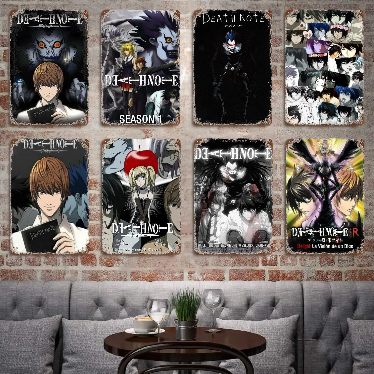 Death Note - Manga Anime TV Shows Poster Vintage Tin Sign Metal Sign Decorative Plaque for Pub Bar Man Cave Club Wall Decoration