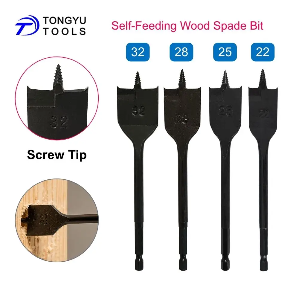 

Self Feeding Spade Drill Bit with Screw Tip 1/4 Inch Hex Shank Paddle Wood Bit for Fast Wood Boring