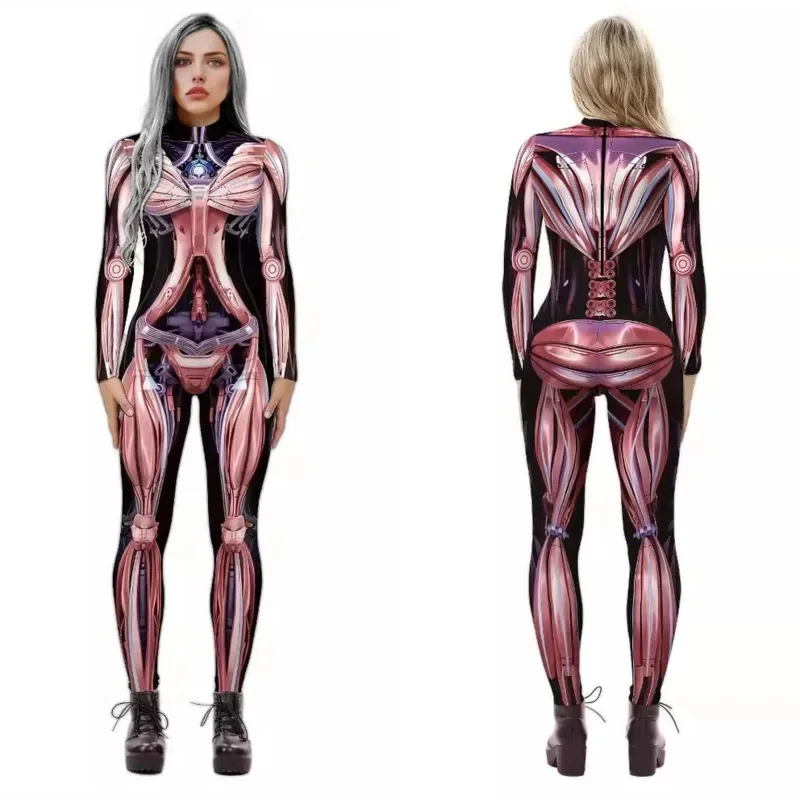 

Skeleton 3D Digital Printed Jumpsuit Halloween Gothic Y2K Men Women Skeleton Funny Interesting Mid Waist Red Pants Jumpsuit New