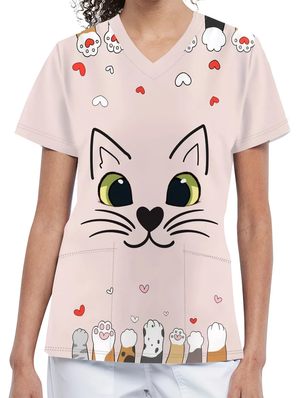 uniformes-cirurgicos-femininos-elegantes-e-modernos-com-estampa-decote-em-v-manga-curta-confortaveis-para-enfermagem-e-veterinaria-uniformes-clinicos-femininos